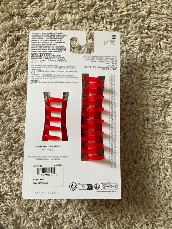 Alo Yoga Effortless Claw Clip (2-Pack) - Bright Red.